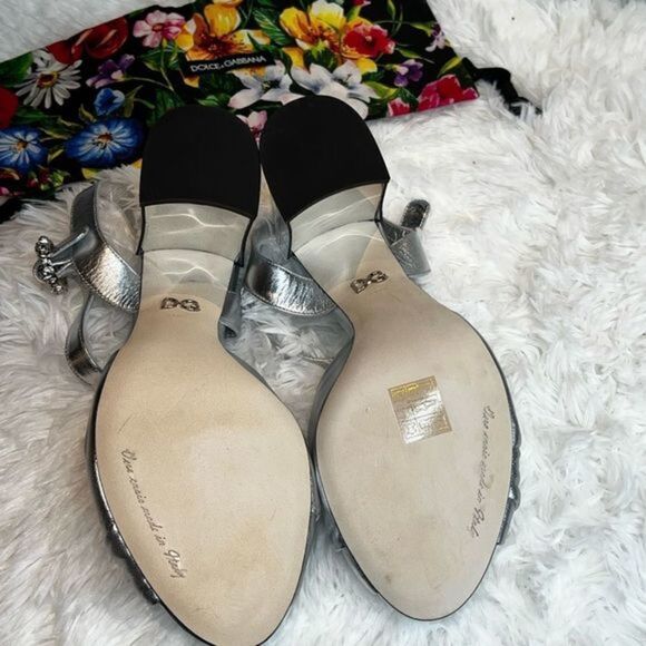 DOLCE & GABBANA Mirrored Heel fancy Wedding heeled sandal silver Shoe - Picture 6 of 7